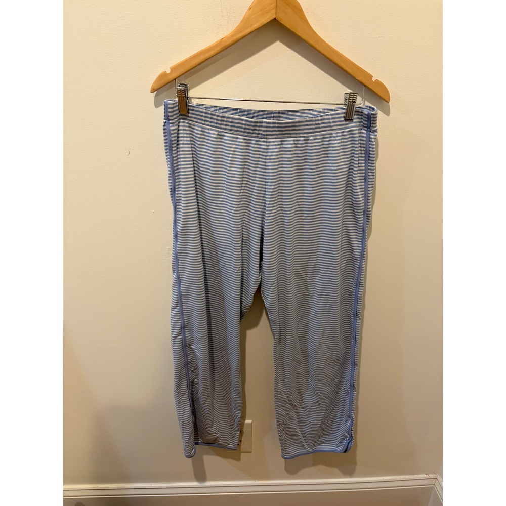 Lake Pajamas Blue White Striped Pima Cotton Crop Pajama Pants Large Loungewear